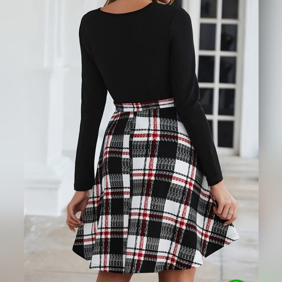 🧑🎄10/10🧑🎄👌Xl Plaid crew neck long sleeve dress by Shein👌 - Picture 2 of 11